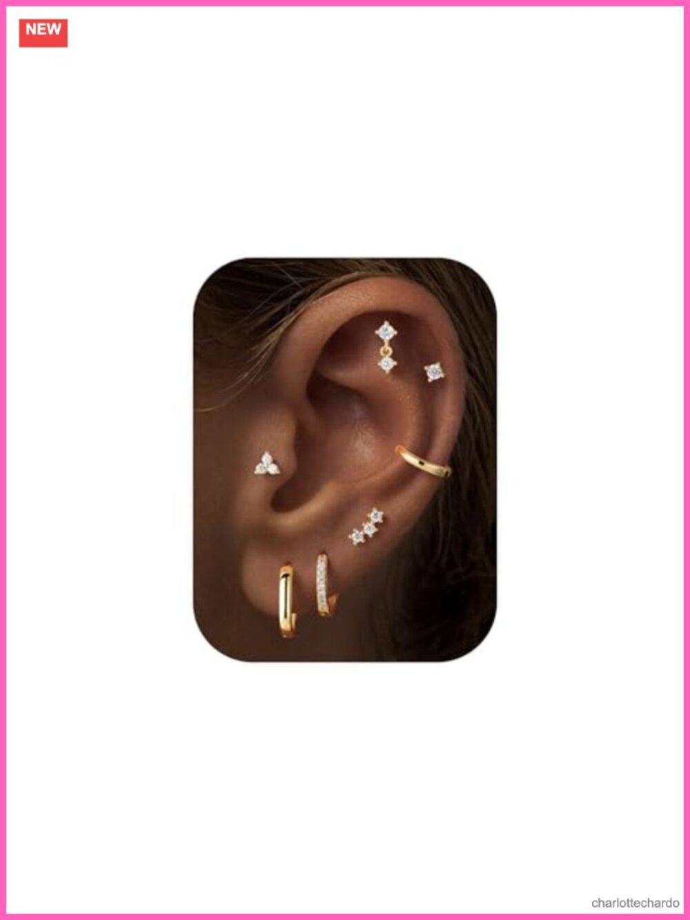 14K Gold-Plated Hypoallergenic Stud Hoop Earrings Set for Women